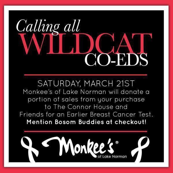 Stop by Monkee's all day today - a portion of sales go directly to Bosom Buddies!!
