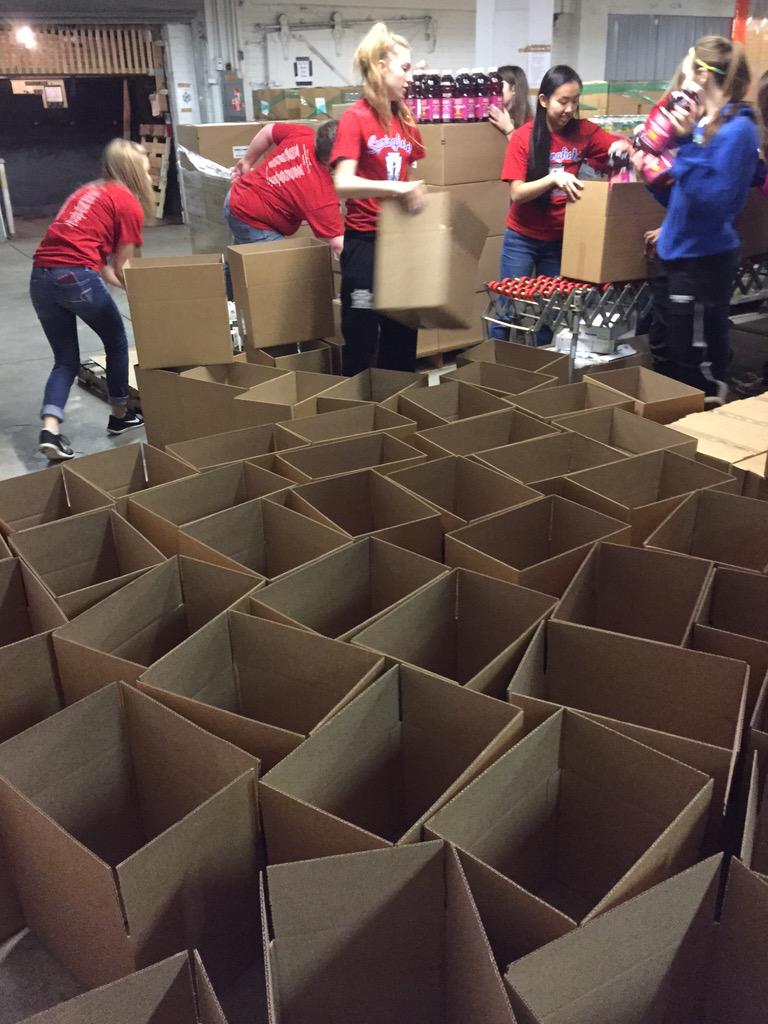 Tons of boxes at the SeaGate food Bank! Fun with Springfield NHS! #Service #NHS #StudentsInAction
