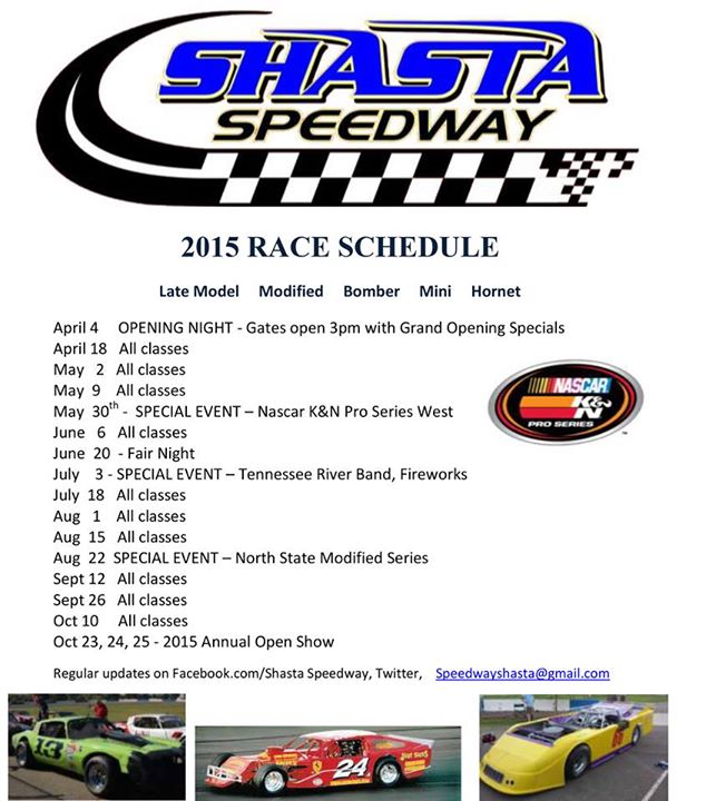 2015 Race Schedule - Shasta Speedway