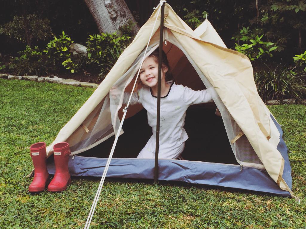 Sat morning backyard camping. Harper loves her new @shelterco tent. Now all we need is the big one for us big kids.