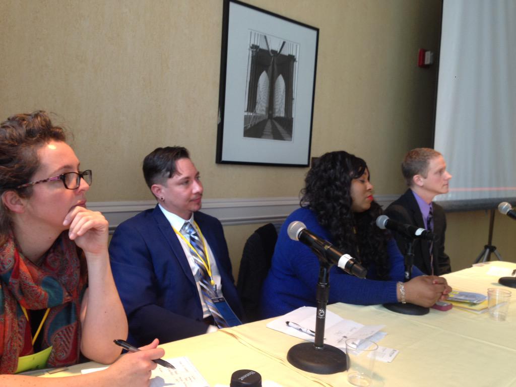 AIUSALGBTQ's tweet photo. Katrina Goodlett from @TWOCCNYC, @DruLawyer and Noah Lewis speak to @amnesty abt trans* #HumanRights at #AmnestyM2M http://t.co/xPxTemY8ra