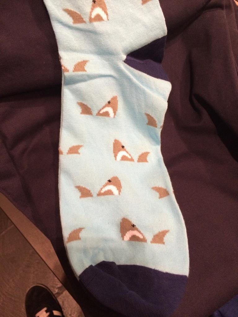 OrbitalOx's tweet image. score! (^o^)/ the perfect socks for my comrade @vanessa_ramirez #sharkgame #sharkittomebaby #badhashtags