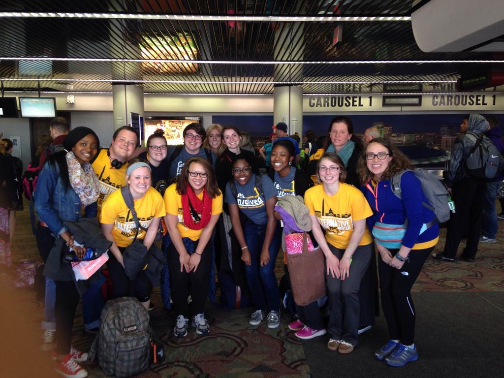 Shockers from #AlternativeSpringBreak are home, just in time for tomorrow's big game! #ASBTakesDC @wsu_involvement