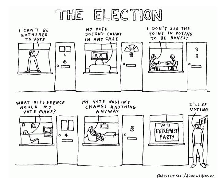 Palomafaith's tweet photo. Great cartoon on reasons to vote this election http://t.co/MRT4yEfDmW