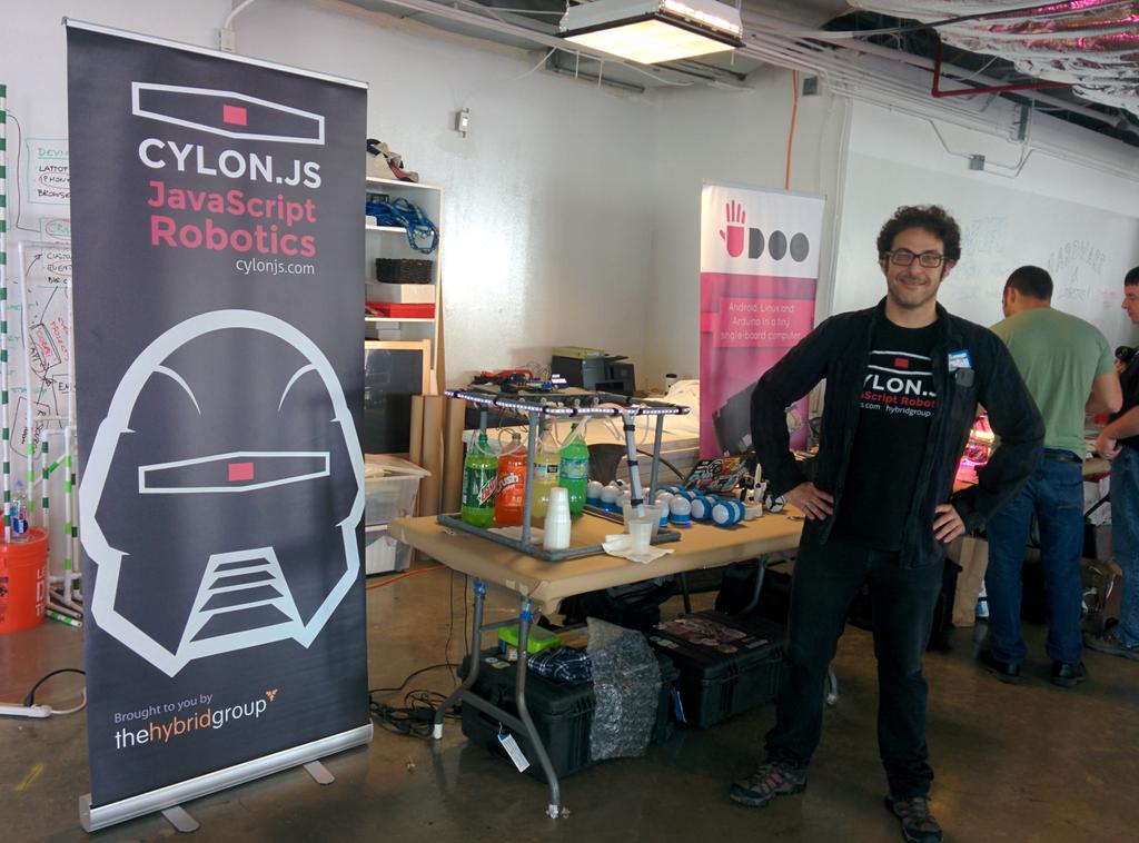 adzankich's tweet image. Hangin with @deadprogram and @drinkiebot at @hacksterio using @CylonJS  #HardwareWeekend