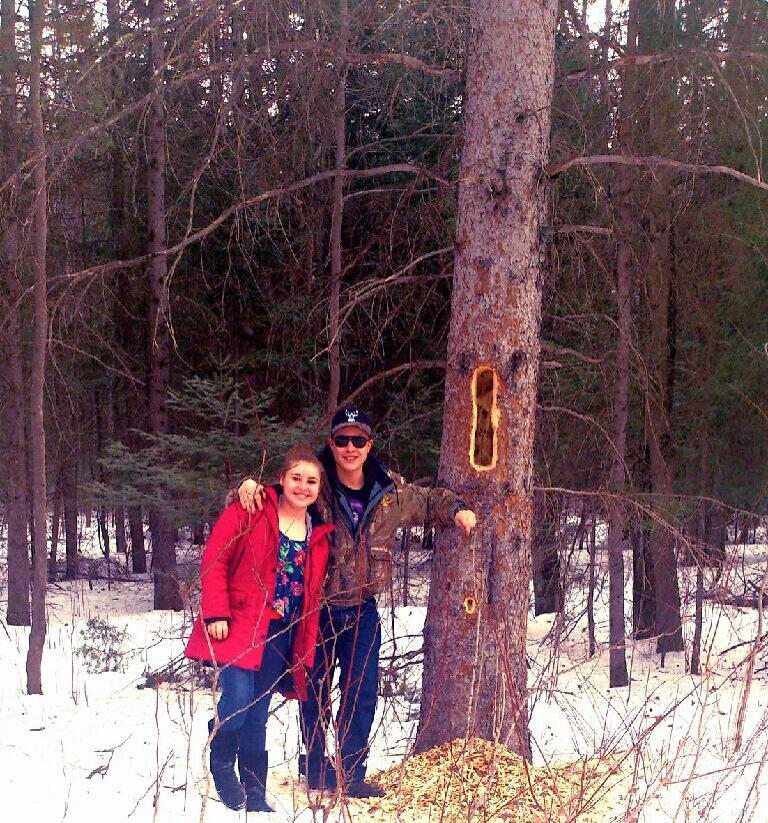 94_clarke's tweet photo. Large Pileated cavity found, must have been pretty hungry. #NRT255 #woodpecker http://t.co/Ad445g2uJR