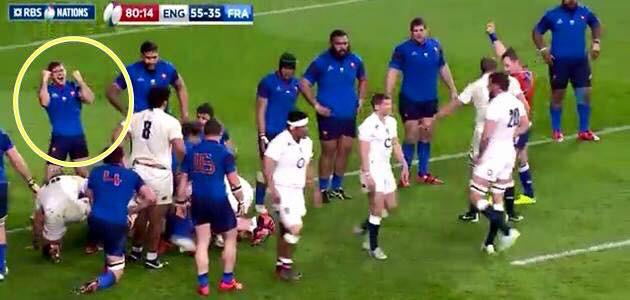 JohnMulhollands's tweet photo. Anybody think France cared who won the #6Nations. Have u ever seen a player as happy 2 lose a match by 20 point http://t.co/Dd5v0esbFt