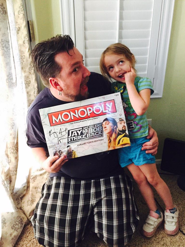 tracywatson's tweet photo. Got my Jay and Silent Bob Strike Back Monopoly game today signed by @ThatKevinSmith and @JayMewes ...sooo happy!! http://t.co/MBxe4QdyBg