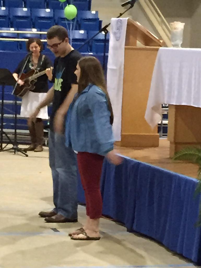ProLifeVikings's tweet photo. Reegan Ledet and our very own Sarah Stehling leading some worship at #purebychoice http://t.co/AKrrQ2hVjX