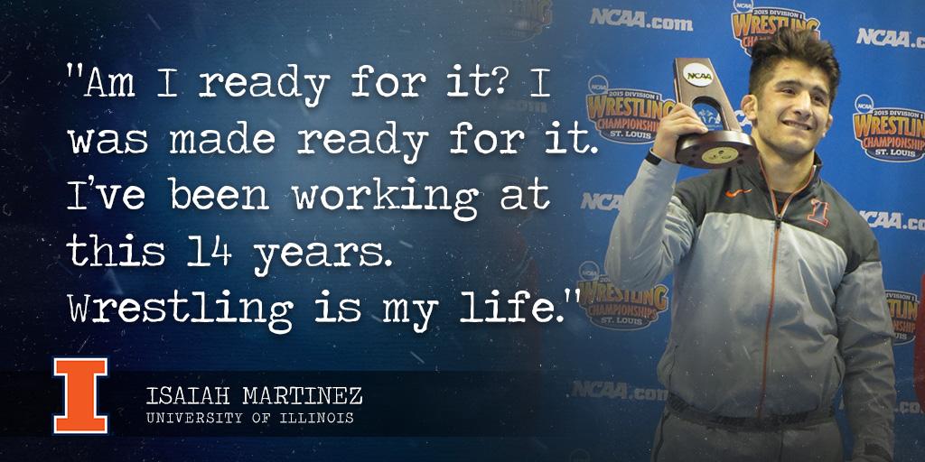Isaiah Martinez is the 1st undefeated Fr champ since Cael Sanderson. Asked if he was ready for the journey, he said: