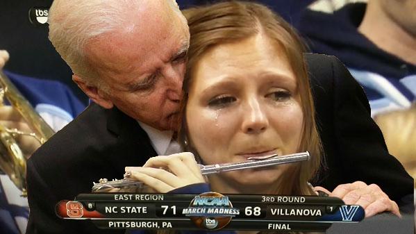 Joe Biden consoles Villanova Piccolo Girl