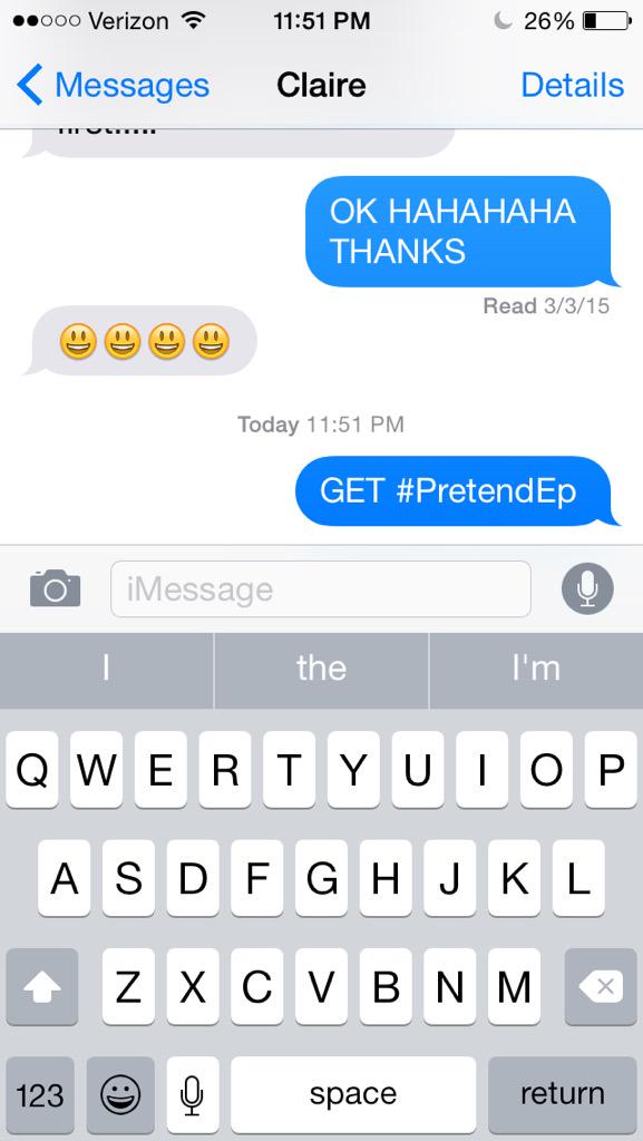 Hi_imJuliaokbye's tweet photo. SAM I TEXTED MY FRIENDS FOR #PretendEP ✨✨ http://t.co/Dc4AiQFcxu