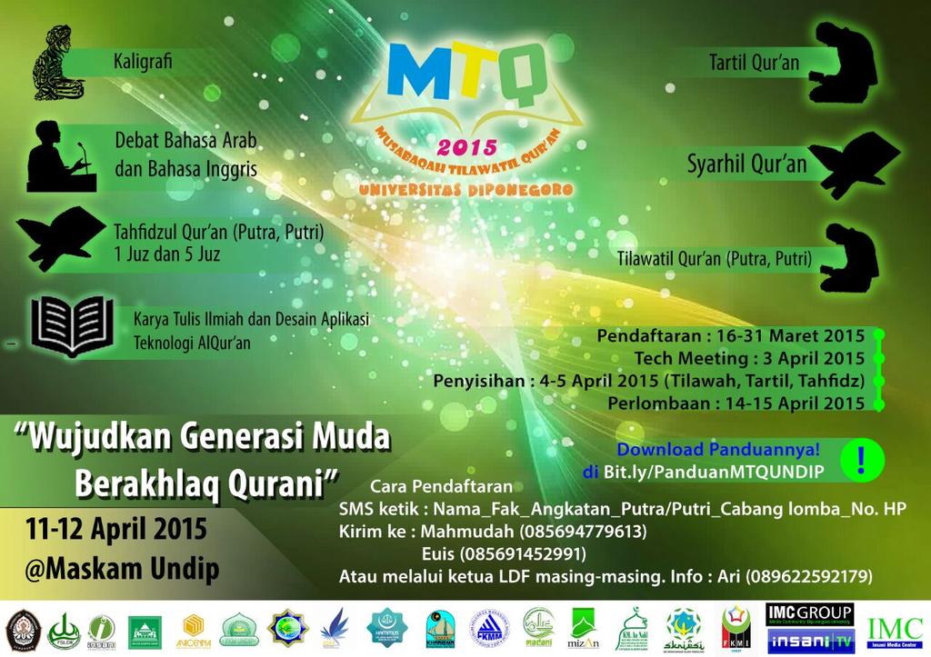 Udah daftar MTQ belum ? diajak teman teman smua yg belum daftar yaaa #yukikutMTQ:)