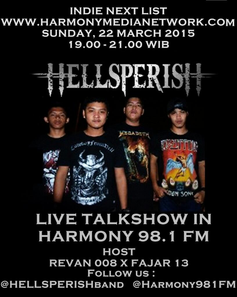 Tonight \m/  <a href="/HELLSPERISHband/">HELLSPERISH</a> @Harmony981FM