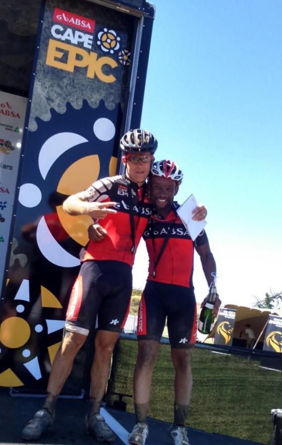 2015 @AbsaCapeEpic done! Great riding with @diteboho79. We lived #conquerasone together! @absa @DiepslootMTB