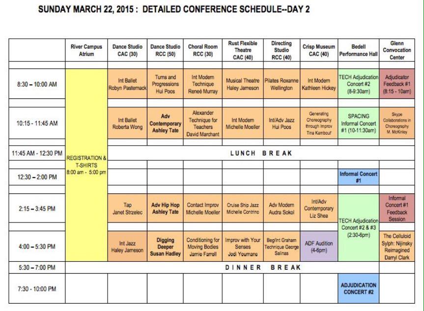 ACDAsemo's tweet photo. Class schedule for today, Sunday March 22! http://t.co/BHS4WumKk4