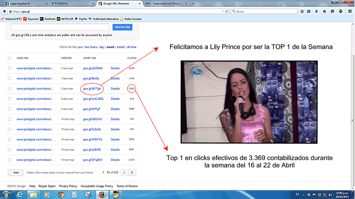 vineaganar's tweet photo. Lily Prince @lilydasilva18 es la TOP 1 de la Semana del 16 al 22 #VineaGanar #IPTV -    http://t.co/0CnWjxrzU1    - http://t.co/psZP6ryLwU