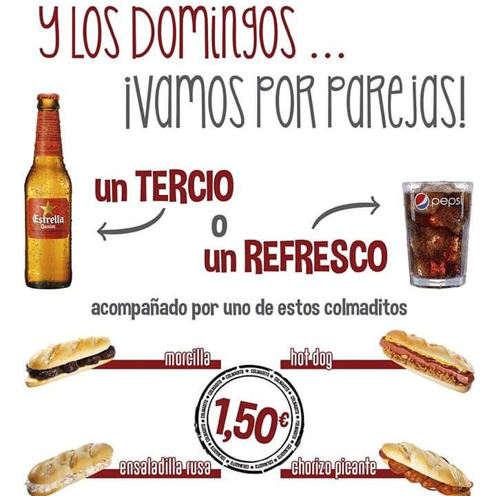 Bokatines_Bdjz's tweet photo. #domingosporparejas en #elcolmadito #Badajoz.
Tercio de #cerveza o #pepsi + #colmadito = 1,50€
#planazo http://t.co/JiCHzwbeaZ
