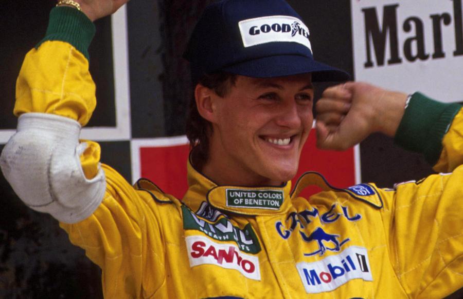 F1's tweet image. Today marks 23 years since Michael Schumacher's first podium finish in #F1 #KeepFightingMichael