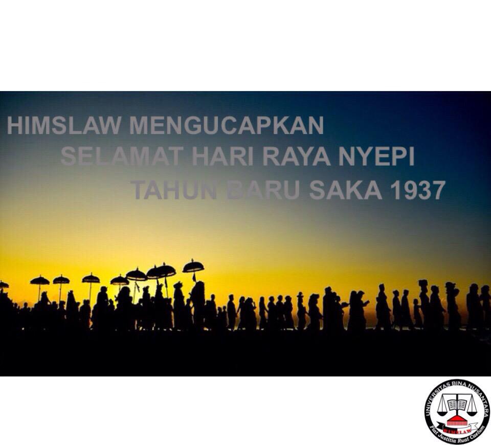 Himpunan HIMSLAW mengucapkan selamat hari raya nyepi bagi teman2 mahasiswa yang merayakan <a href="/kmhbinus/">KMH Binus</a> <a href="/BINUS_UNIV/">BINUS UNIVERSITY</a>