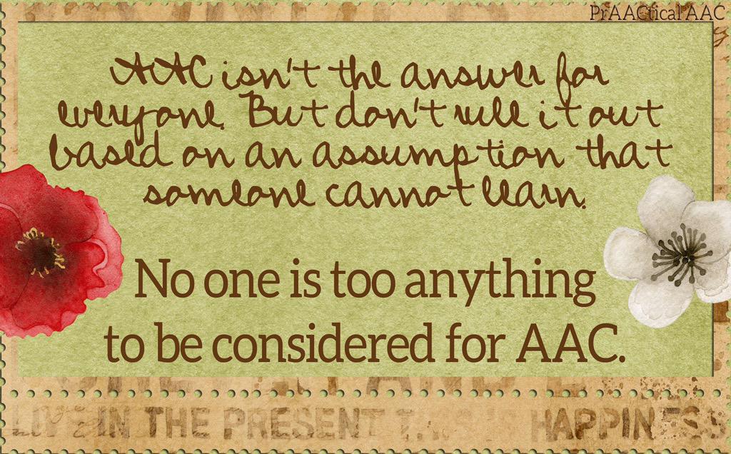CarlyMillanBA's tweet photo. Everyone has the human right to communicate. #assumecompetence http://t.co/lHT05NKYWs