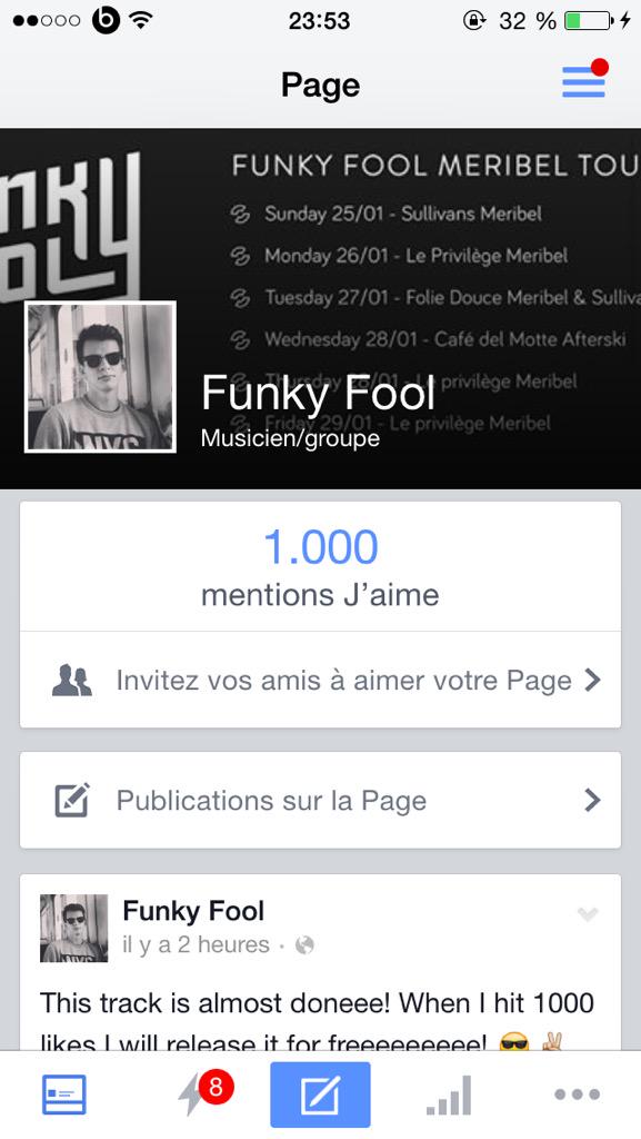 funkyfoolmusic's tweet photo. Woohooooo finally 1000 likes in Facebook!#funkyfool #futurehouse http://t.co/31e9Kvz9pG
