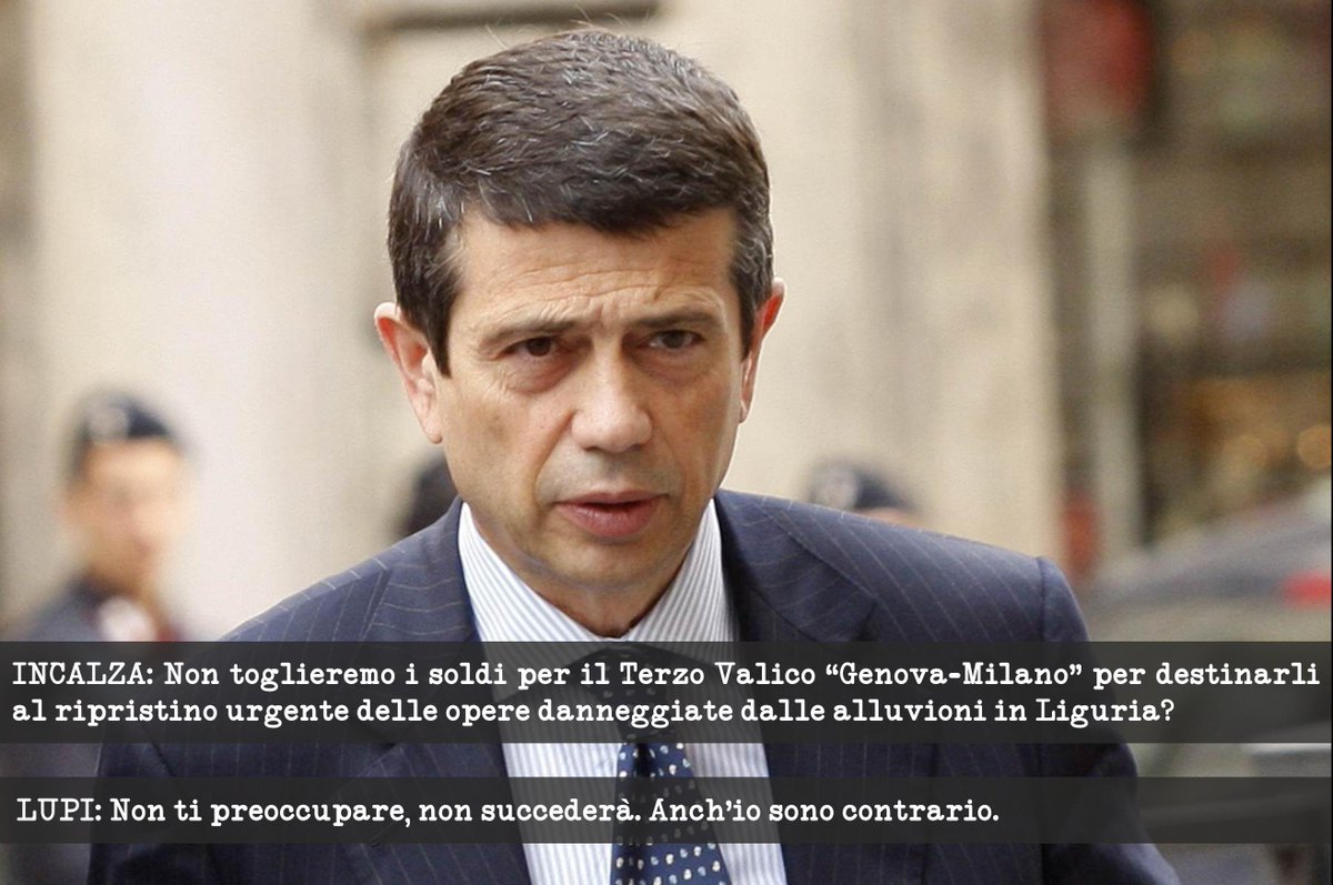 salviocalamera's tweet image. L’alluvione che devastò la #Liguria preoccupava #Incalza. Non per le vittime, per i fondi del #TerzoValico.