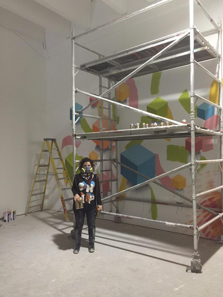 wilman_studio's tweet photo. @BoxheadTweets paints at #ExFed for #manorism curated by #pablofiasco http://t.co/jZohAWtN2B