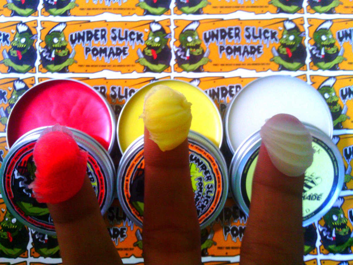 under slick family , med &amp; firme 60K , floral 65K #pomade #jualpomade #gromming #grease #tin #jar #pompadour #vintage