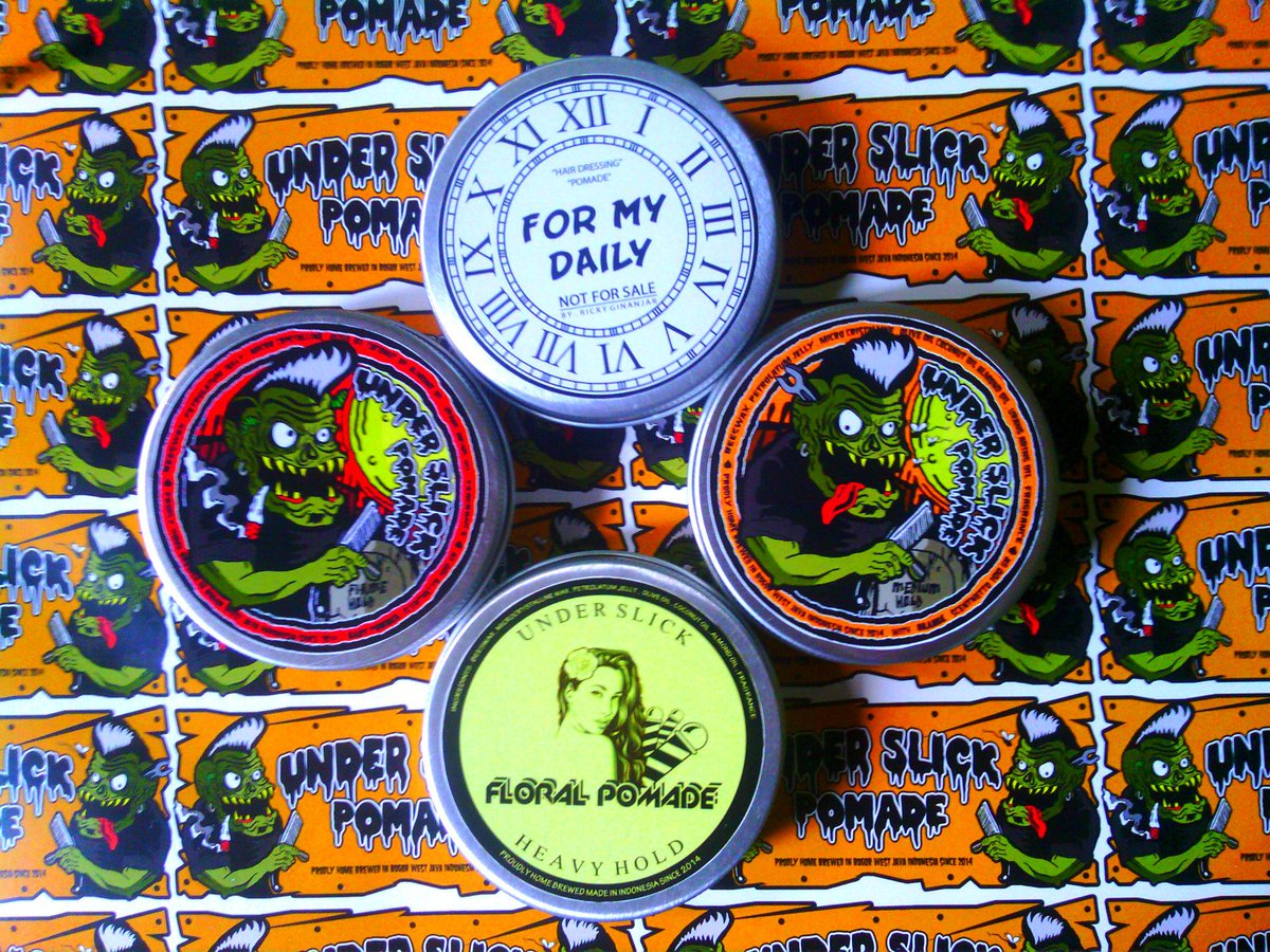 under slick family , med &amp; firme 60K , floral 65K #pomade #jualpomade #gromming #grease #tin #jar #pompadour #vintage