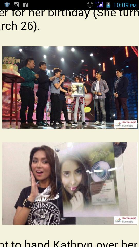 \" Kathryn Bernardo receives Platinum award 

ADVANCE HAPPY BIRTHDAY BABY GIRL 