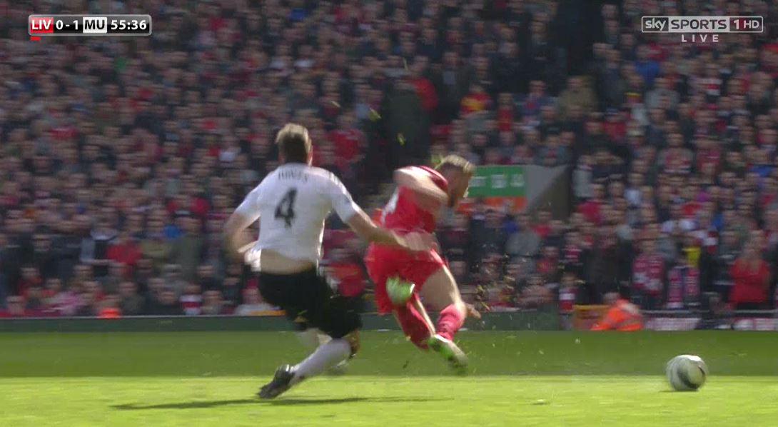 SkySportsPL's tweet photo. #LFC fans wanted a red card for that tackle from Phil Jones. Should it have been? RT - yes, FAV for no. #SuperSunday http://t.co/EQFPoASa9d