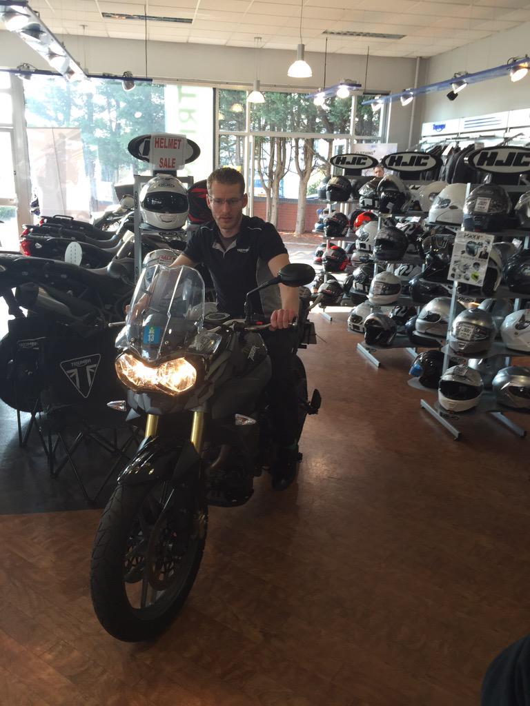 spacolour's tweet image. Tiger Tom thought it was too cold to ride outside today! 

#Triumph #TopClient
