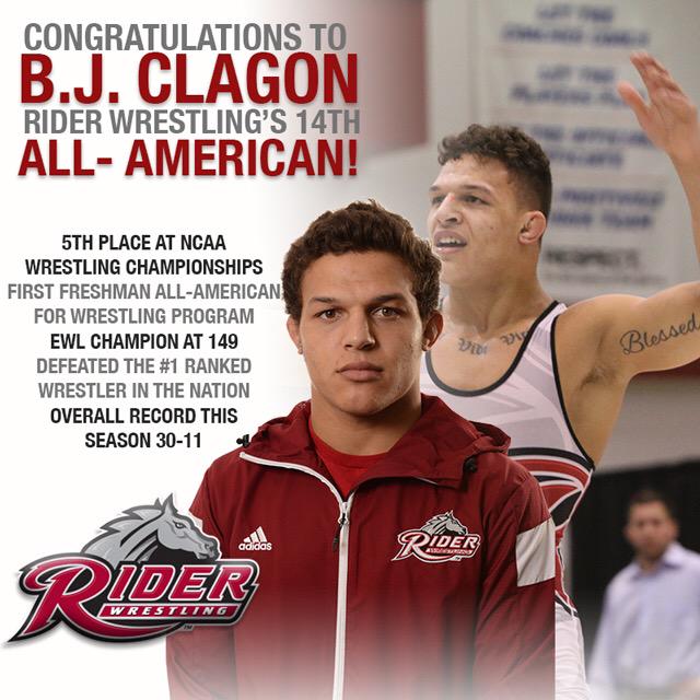 RiderAthletics's tweet photo. BJ Clagon's accomplishments this season for @RiderWrestling. http://t.co/bDh2Q0aZEf