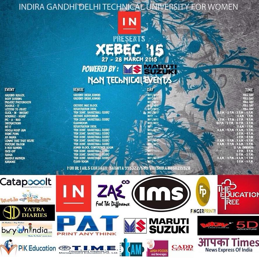 xebec_mechiez's tweet photo. 27-28 March
Indira Gandhi Delhi Technical University For Women
Kashmere Gate
Be there! http://t.co/UpwMIiKybP