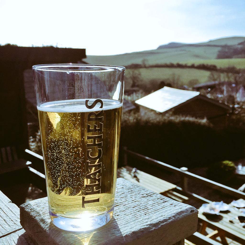 Cyclists reward <a href="/NewInn_Eype/">New Inn Eype</a> :-) #eype #sunshine #dorset #thatchers lush view :-)