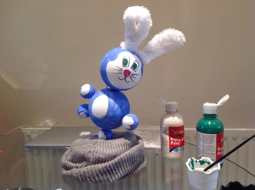 susanhalil's tweet photo. Alternative Easter Bonnet. Apparently Easter Bunny is blue.who knew? #easterbunnyhat http://t.co/z0ni2t0BR8