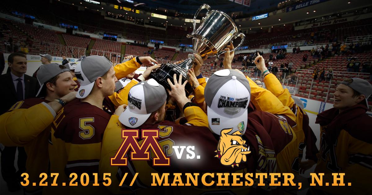 GopherHockey's tweet photo. BREAKING: The #Gophers will take on UMD on Friday to open the @NCAAIceHockey tournament in Manchester. #PrideOnIce http://t.co/T7NVoiJ3du