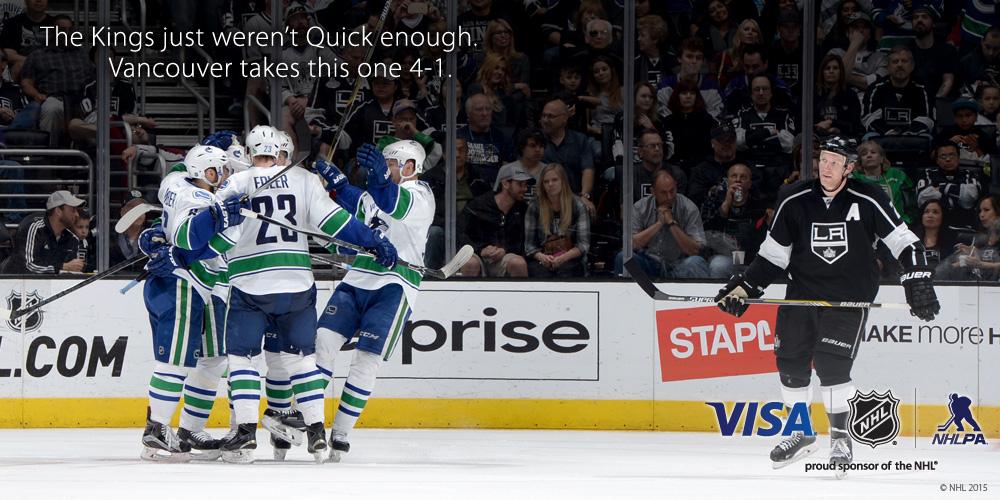 VisaCA's tweet photo. The North vs the South in the West. Here’s your .@VanCanucks & @LAKings #payWaveFast Visa NHL Recap. http://t.co/INYwLf5sqQ