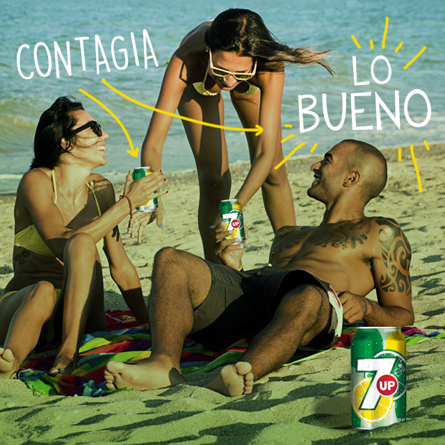 ¡Refréscate y comparte! Una 7up con los panas nunca falla. #ContagiaLoBueno