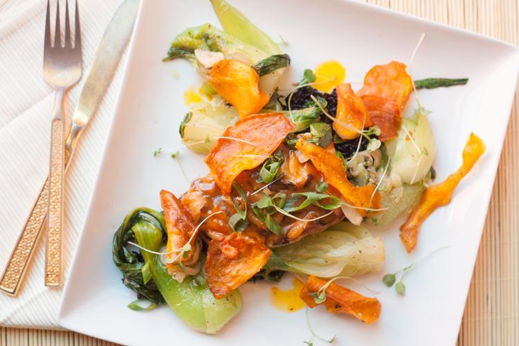 Red miso &amp; yuzu glazed Icelandic cod, black rice, baby bok choy. #chefsfeature