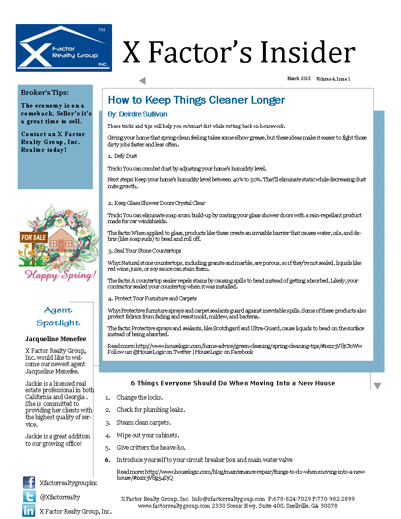 XFactorRealty's tweet image. X Factor Realty Group, Inc. First Quarter Newsletter for 2015 xfactorrealtygroup.com #realestate #Atlanta #Home