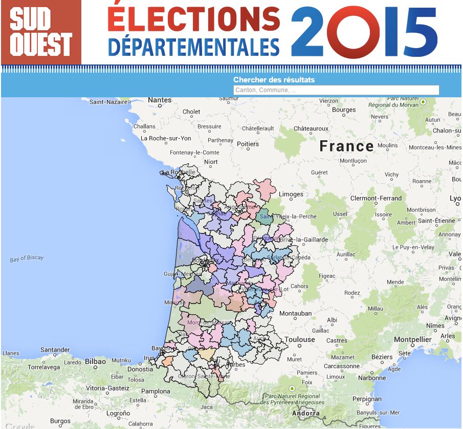 sudouest's tweet photo. #departementales2015 Plusieurs résultats sont déjà tombés dans notre carte http://t.co/XyLyvWPAHx http://t.co/ZO2KbNWIRc