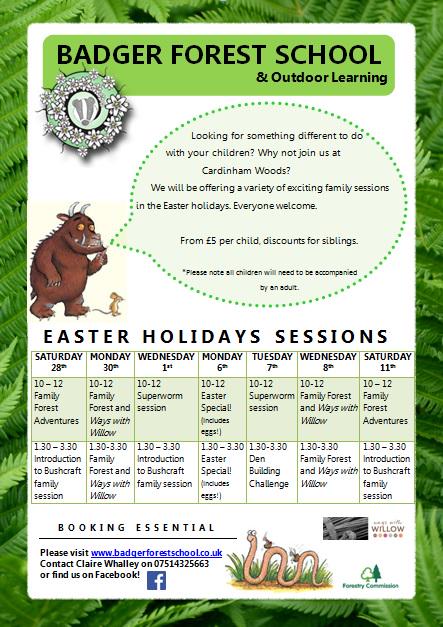 badgerforest's tweet photo. @KatherineKernow @WaysWithWillow @lovewadebridge @BridgeFlowers @ForestryCommEng @foreverimagesuk #Easterforestschool http://t.co/t9K1G9SNKR