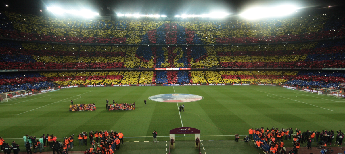 FCBarcelona's tweet photo. [PHOTO] This is what the mosaic looked like at Camp Nou #ElClasico #FCBLive http://t.co/20IoeiLlPd