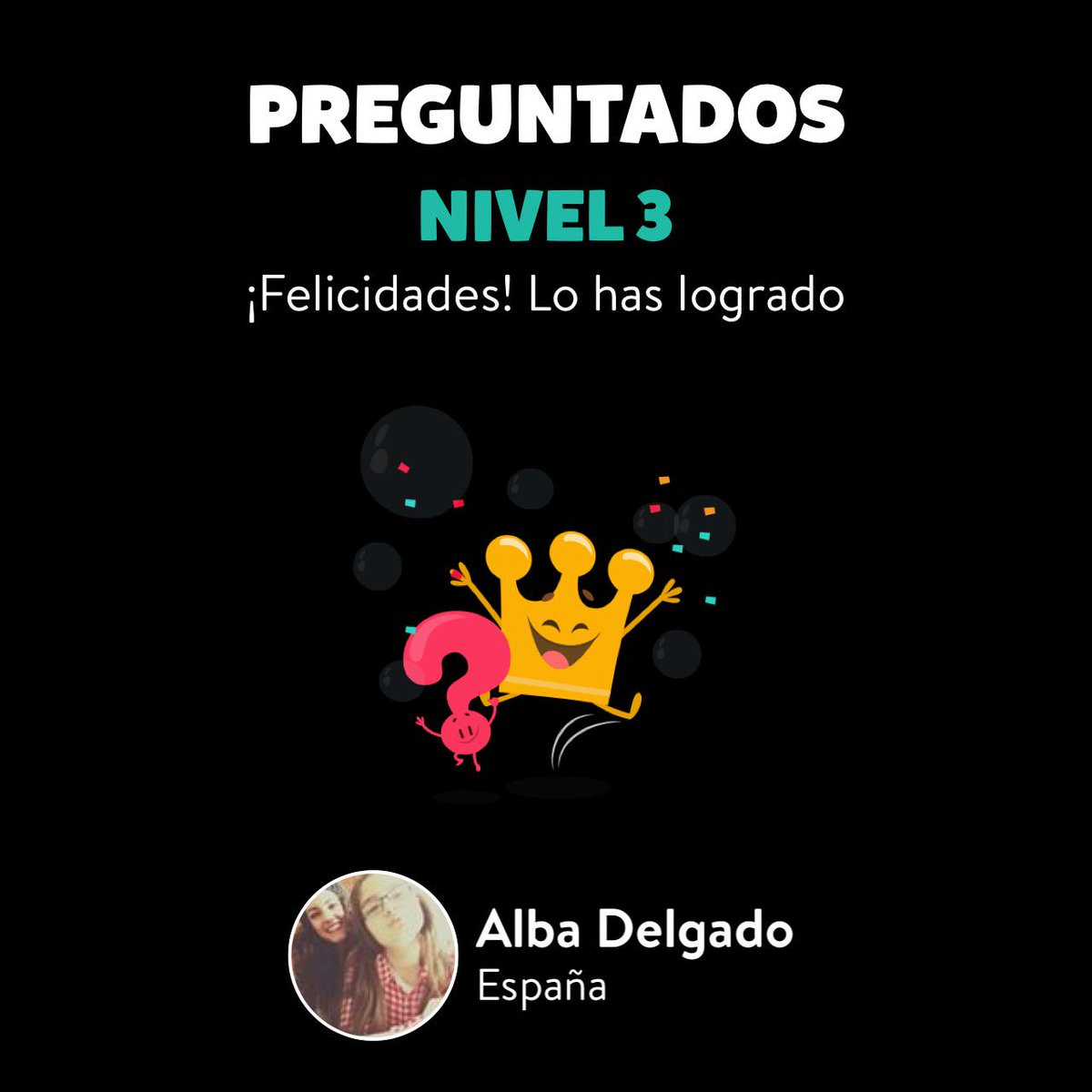 alb_e's tweet photo. ¡Alba Delgado ha subido al Nivel 3 en Preguntados! http://t.co/xh9rb5gup7 http://t.co/X0UUFVYxmc
