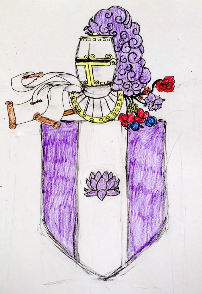 We now have a coat of arms! Completely handmade, this is truly a work of art!
