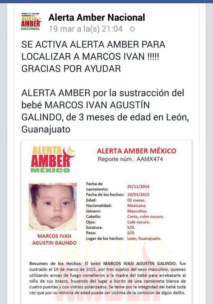 jeremias1510's tweet photo. @pouleth10 @rosiorozco @ReintegraAC  #AlertaAmberMx Marcos Iván Agustín Galindo 3 meses #León Gto. #RT http://t.co/SyyqP73OZq