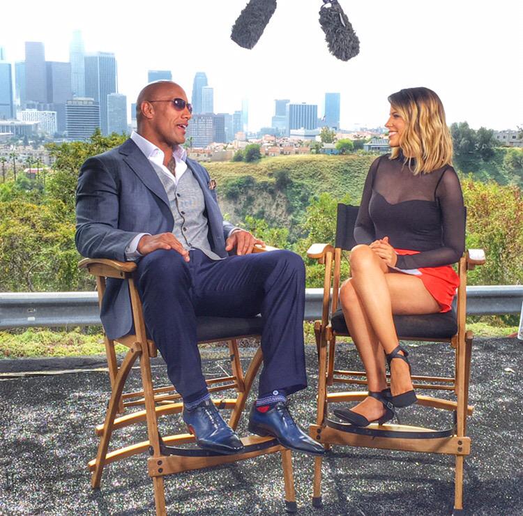 TheRock's tweet image. Cause every girl's crazy bout a sharp dressed man.. Had fun choppin' it up w/ the lovely @StephBauerTV #Furious7