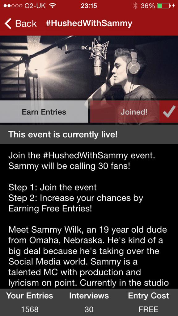 janoskathon_'s tweet photo. #hushedwithsammy @sammywilk PLease http://t.co/QUtzy9LDaA